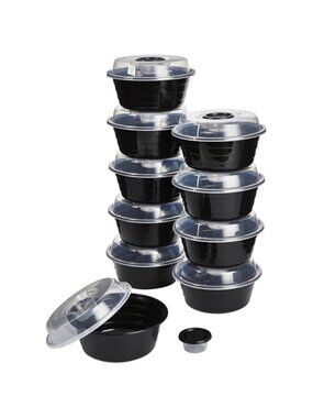 4-Cup Meal Prep Bowls Set with Lids and Dressing Cup, Microwavable Food Storage